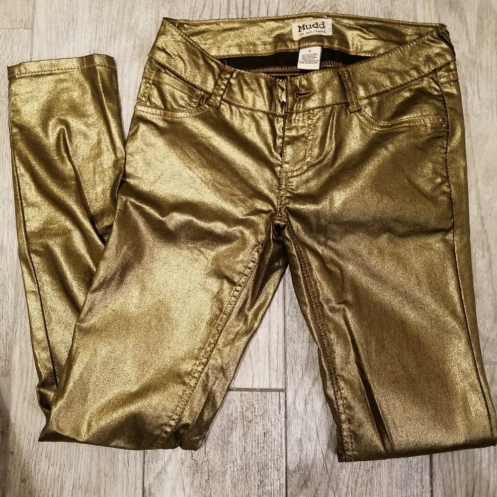 Gold skinny jeggings